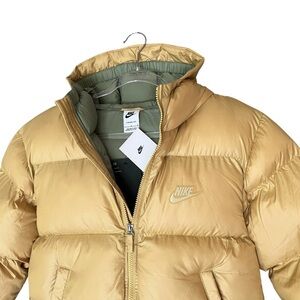 Nike Therma-Fit Repel Puffer Hooded Winter Parka Jacket Gold Yellow Green Kids L
